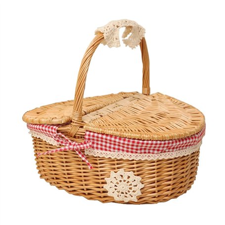 MRTURK Panier Picnic Handmade Picnic Basket with Handle