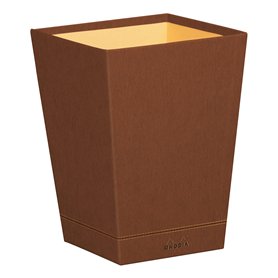 RHODIA 194616C - Corbeille à Papier Cuivre - 24 x 24 x 32 cm - Piqûres Sellier Orange - Extérieur Simili Cuir-Collection Home Of