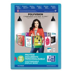 OXFORD Protège-Documents Polyvision A4 120 vues / 60 pochettes Couverture Polypro Bleu