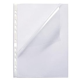 Oxford Boîte de 100 Pochettes perforées ouverture totale en angle A4 polypropylène lisse - Transparent