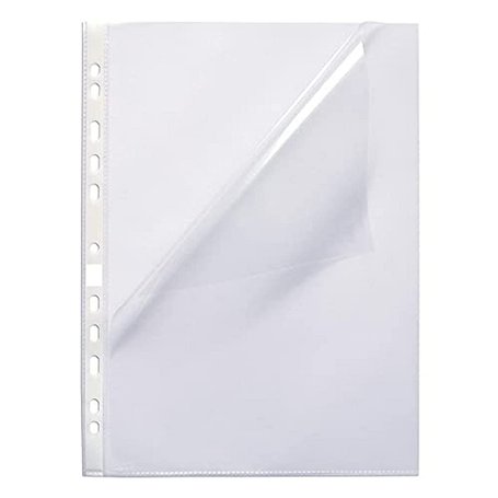 Oxford Boîte de 100 Pochettes perforées ouverture totale en angle A4 polypropylène lisse - Transparent