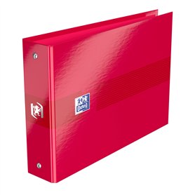 OXFORD Classeur Color Life A5 à l'italienne Dos 35mm 2 Anneaux Ronds Couverture Carte Pelliculée Rouge