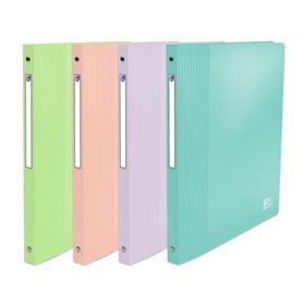 OXFORD Lot de 4 Classeurs Souples A4 Quatre Anneaux 20mm Couleurs Pastel Assorties