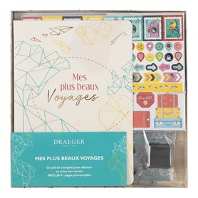 DRAEGER PARIS 1886 - Kit Carnet de Voyage Complet A5-160 Pages à Points 120g/m² avec Accessoires: 2 Planches de Stickers