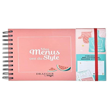 Draeger - Kit Menu Planner - J'organise mes Courses et mes Menus - Bloc Notes + Enveloppe de Rangement + Fiches détachables - Co