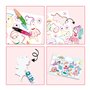 DJECO Kit Créatif Coloriage & Collage 100 Formes - Enfants 3 à 6 Ans - Contient 6 Décors, 10 Planches de Formes à Colorier, 4 Cr
