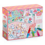 DJECO Kit Créatif Coloriage & Collage 100 Formes - Enfants 3 à 6 Ans - Contient 6 Décors, 10 Planches de Formes à Colorier, 4 Cr