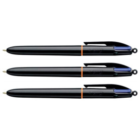 BIC Lot de 3 Stylos bille 4 COLOURS PRO Noir Pointe Moy. 4 Couleurs classiques