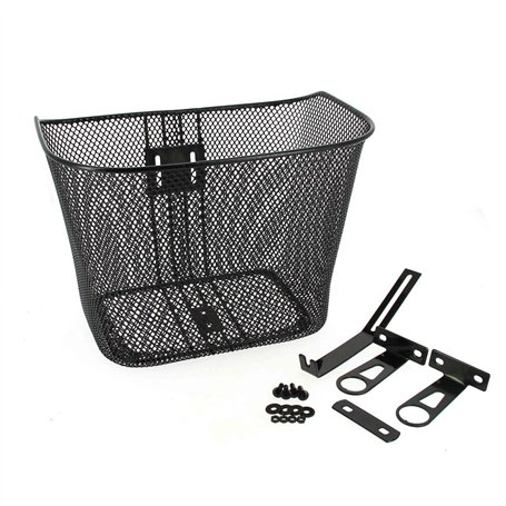 Hapo-G - Panier Avant Vélo Acier 20L Noir ? Fixation Fixe - Dimensions 32 x 25 x 25 cm - Panier pour Potence de diamètre 25