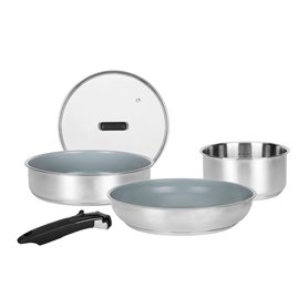 Sitram 716744 Batterie de Cuisine inox 5 pcs : 1 manche amovible