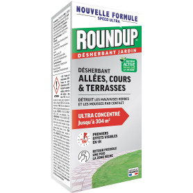 RoundUp Désherbant Concentré Multi-usages 700mL à base d'acide Pélargonique - Jusqu'à 304m²- Effets visibles en 1h