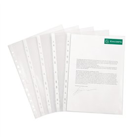 Exacompta - Réf. 5100E - Sachet de 100 pochettes perforées en Polypropylène grainé - Epaisseur 5/100ème - Perforation universell