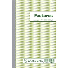 Exacompta - Réf. 13280AE - 1 Manifold FACTURES - 50 feuillets numérotés et autocopiants - duplicatas (1 original + 1 copie) - fo