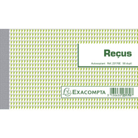 Exacompta - Réf. 23170E - 1 Manifold REÇUS - 50 feuillets numérotés et autocopiants - duplicatas (1 original + 1 copie) - format