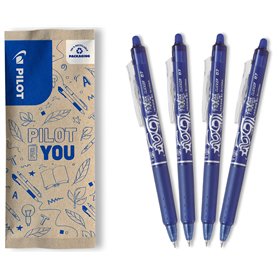 PILOT - Lot de 4 FriXion Ball Clicker 07 - Stylo Effaçable à Encre Thermosensible - Stylo Roller Rétractable et Rechargeable - B