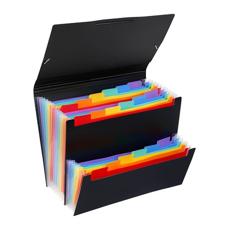 Viquel Rainbow Class - Trieur accordéon de bureau 12 positions à rabat + trieur format chèque 6 positions - Porte document 18 po