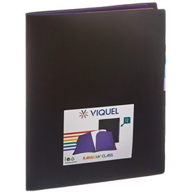 VIQUEL Trieur reliure RAINBOW noir avec 12 onglets multicolores