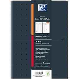 OXFORD - 1 Agenda Semainier Spirales International - Durée 16 mois - Août 2025 à Décembre 2026 - Format 16 x 24 cm
