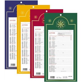 LECAS - 1 Plaque Calendrier Mensuel Long Classique - Janv. à Déc. 2025-16 x 33