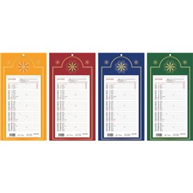 LECAS - 1 Plaque Calendrier Mensuel Long Classique - Janv. à Déc. 2025-20 x 38 cm - 4 coloris disponibles aleatoire