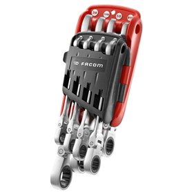 FACOM - Jeu de 8 Clés Mixtes à Cliquet Articulées dans Étui Compact - 467F.JPU8 - Rangement Pratique et Sélection Rapide de la C