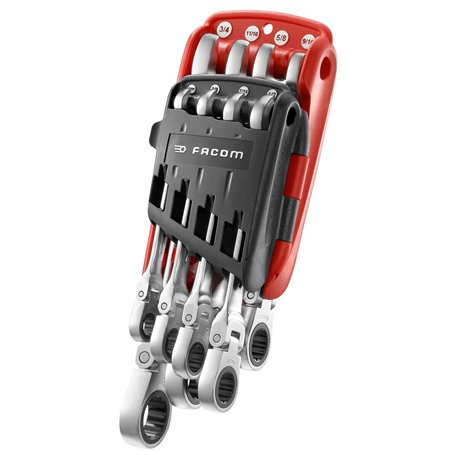 FACOM - Jeu de 8 Clés Mixtes à Cliquet Articulées dans Étui Compact - 467F.JPU8 - Rangement Pratique et Sélection Rapide de la C