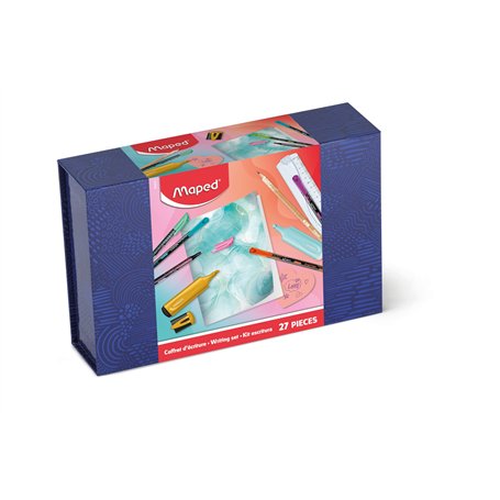 Maped - Coffret d'écriture 27 Pièces - 15 Feutres Fins Graph'Peps Deco 0.4mm + 4 Surligneurs - Idéal pour Scrapbooking