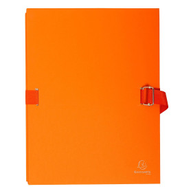 Exacompta - Réf. 223245E - Carton de 10 chemises à dos extensible en papier toilé couleur - fermeture par sangle - avec rabat en