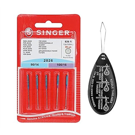 Singer Jeans (Denim) 2026 Lot de 5 Aiguilles pour Machine à Coudre