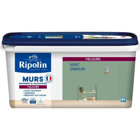 Déco murs boiseries & radiateurs vert simsun velours - RIPOLIN - 2