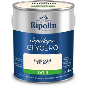 Laque glycéro blanc cassé RAL 9001 satin - RIPOLIN - 2 L