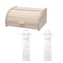 Fackelmann 9926750 Set de 3 ustensiles pour le pain avec Huche à pain et 2 Sacs de conservation pour le pain