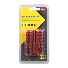 COGEX - Embouts de vissage 25mm - Spécial électronique - 32 pièces avec support et porte embout - Composition: 9 embouts étoiles