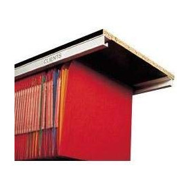Jeu de 2 Rails 76cm support dossiers suspendus (dossiers suspendus non fournis) en aluminium à visser sous tablette bois