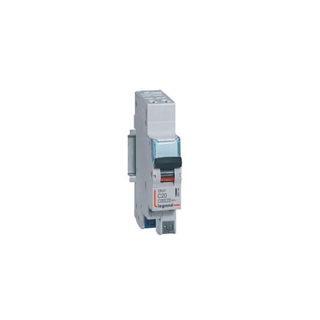406784 Disjoncteur phase neutre 1P+N 20A Courbe C - 4.5/6kA - Bornes AUTO - 1 module - Legrand DNX3