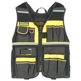 Stanley Fmst1-71181 Veste Porte-Outils Gamme Fatmax - Nombreuses Poches - Bretelles Ajustables - Bandes Réfléchissantes -Doublur
