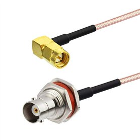 SZRMCC Câble d'extension coaxial BNC femelle vers SMA mâle à angle droit RG316