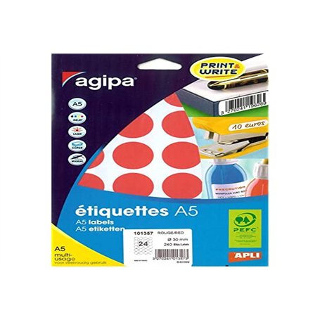 Apli 101357 - Etui 240 pastilles multi-usage rouge Ø 30 mm