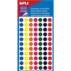 APLI 101857 - Pochette 308 pastilles enlevables couleurs assorties Ø 8 mm