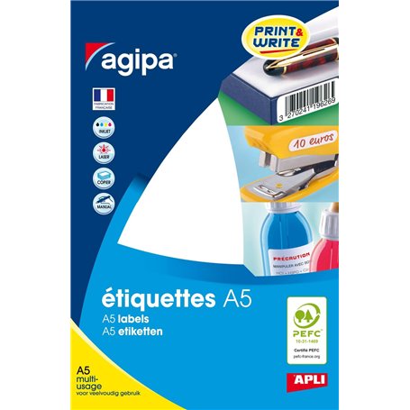 Apli 114021 - Etui 640 étiquettes multi-usage 35 x 15 mm - Couleur : Blanc - Coins : Arrondis