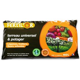 Fertilor Terreau Universel et Potager Pleine Terre ou bac 40 litres