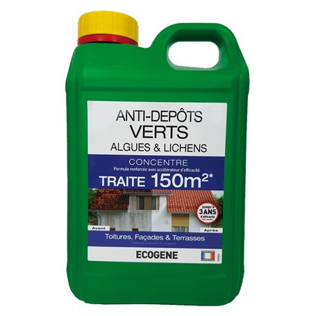 ECOGENE - Anti-depots verts algues et lichens - traite 150m²- 2 L