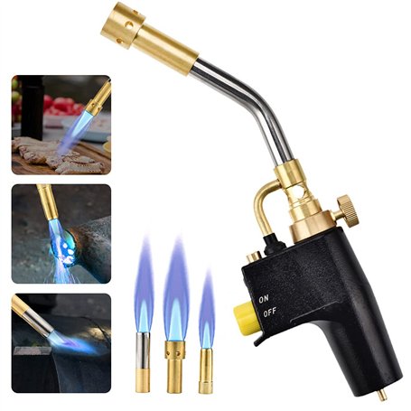 InLoveArts Torche au propane MAPP Torche de démarrage pour barbecue et brasage à haute intensité avec 3 buses/embouts