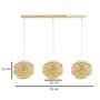 Seynave Luminaire CABANA Suspension Barre 3 Lampes, Bambou Tressé Naturel, Hauteur Ajustable 1m, E27, Puissance Max 40W, Dimensi