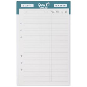 Quo Vadis - Accessoires de TIMER - Recharge FEUILLES TELEPHONE pour TIMER 21 - Papier Blanc Clairefontaine - Format 15x21cm
