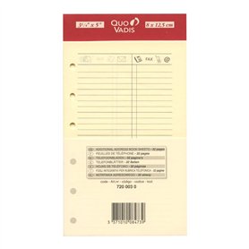 Quo Vadis - Accessoires de TIMER - Recharge FEUILLES TELEPHONE pour TIMER 14 - Papier ivoire Clairefontaine - Format 8x12