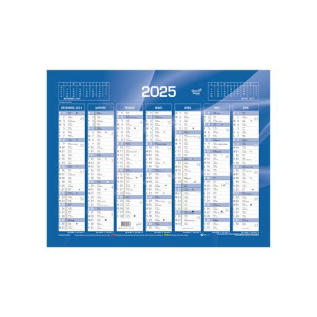 1 Calendrier de banque bleu - Année 2025-135 x 180 mm