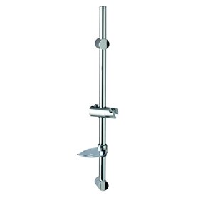 Wirquin 60723474 Barre de douche Ø25 en inox avec curseur en ABS chromé ajustable et porte-savon