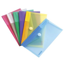 Djois Made by Tarifold 6 Enveloppes Recyclé Porte-Documents Plastique Non Perforées Fermeture Scratch Format M65 / Chèque - 6 Co
