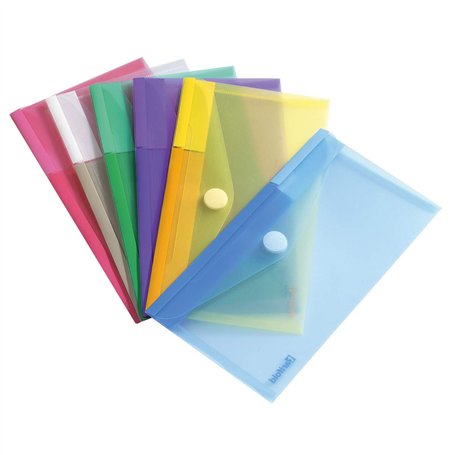 Djois Made by Tarifold 6 Enveloppes Recyclé Porte-Documents Plastique Non Perforées Fermeture Scratch Format M65 / Chèque - 6 Co
